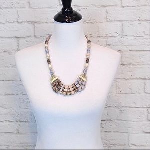 Multi color earth tones faux stone statement necklace